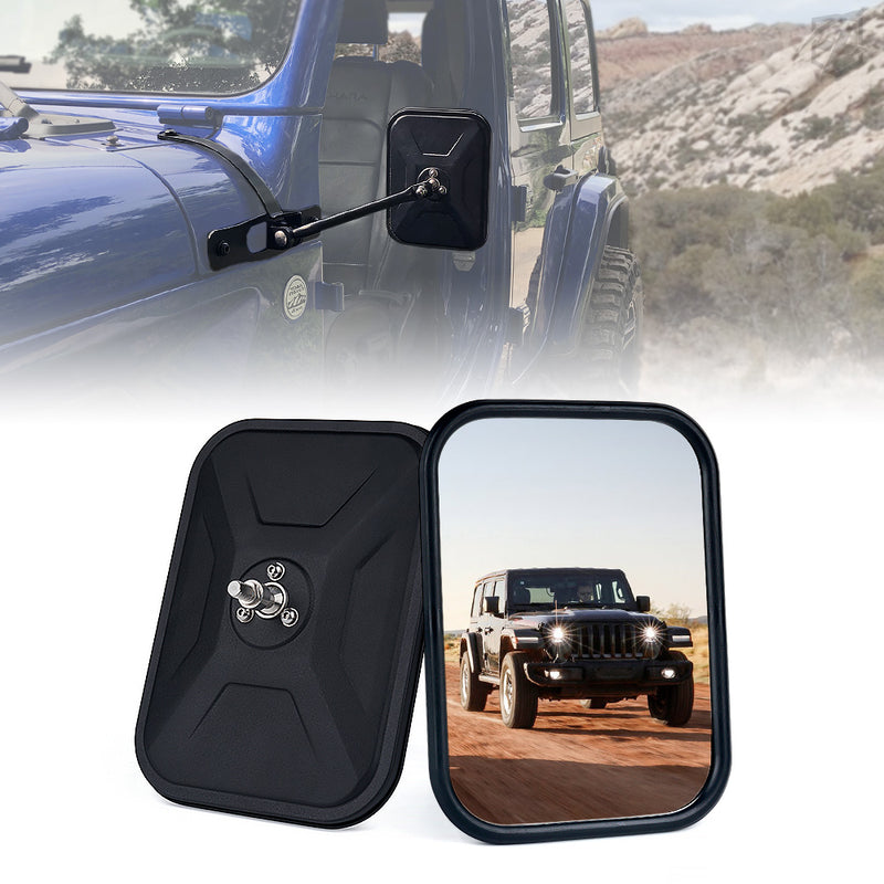 Black Aluminum Doorless Side Mirrors for Jeep Wrangler JL