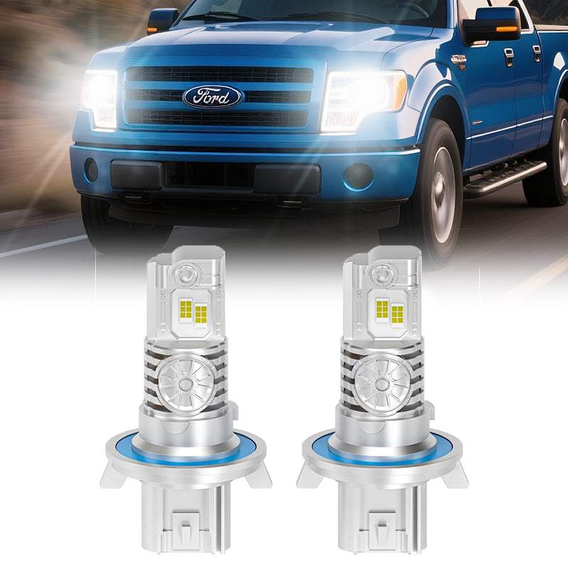 Upgrade your 2004-2012 Ford F-150 with these H13 LED headlight bulbs, offering up to 600% more brightness than standard halogen bulbs.