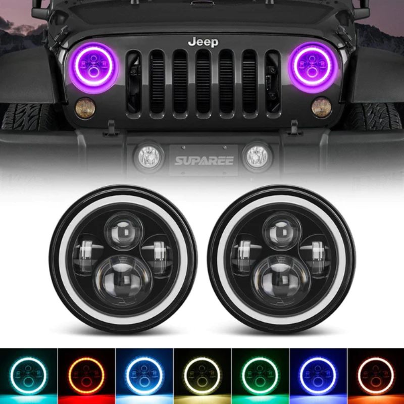 Rgb halo headlights on sale jeep wrangler