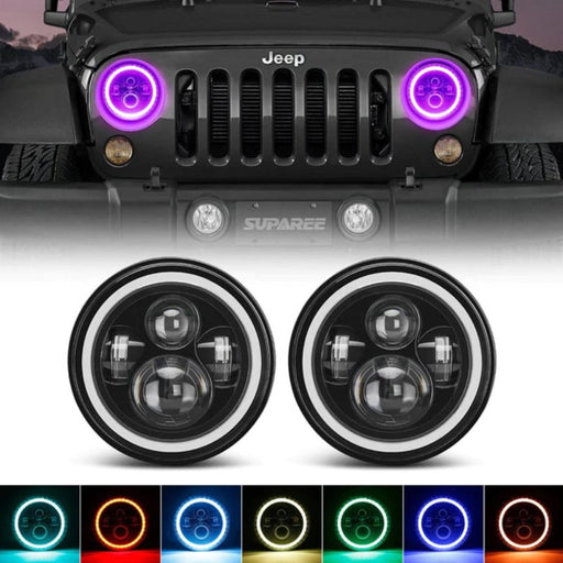  Upgrade your Jeep JK with RGB Halo Headlights, easily controlled and color-customizable via both APP and handheld remote for a personalized touch.