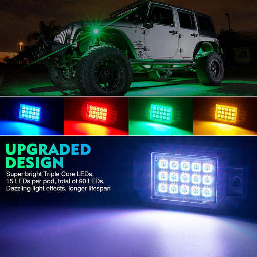 SUPAREE.COM LED Rock Light Offroad RGB LED Rock Lights Kit with Remote Control & Bluetooth Product description