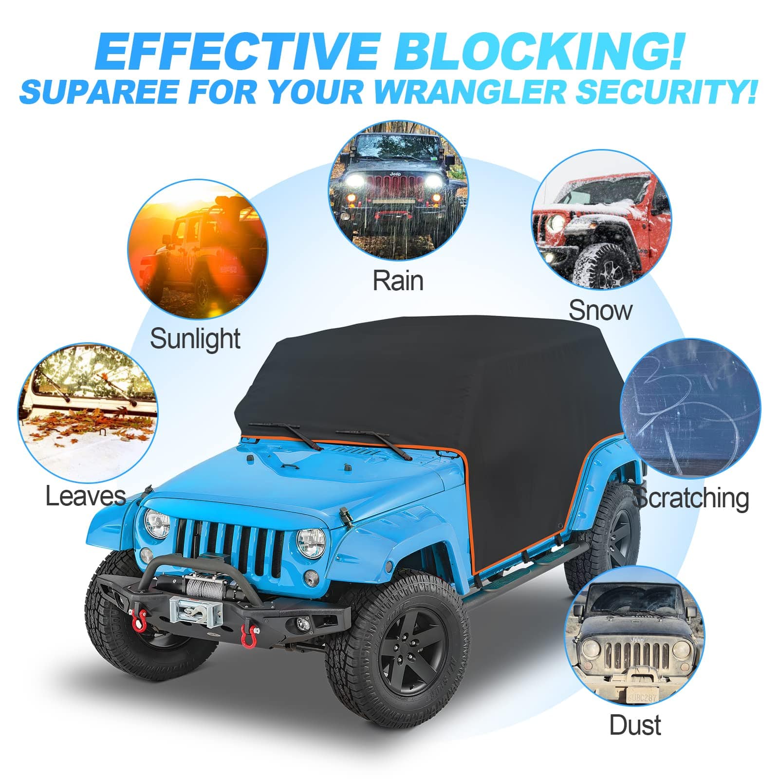 SUPAREE Jeep Cover SUPAREE Jeep Wrangler Cab Cover Removed Top for 2007-2023 JK JKU JL JLU 4-Door Product description