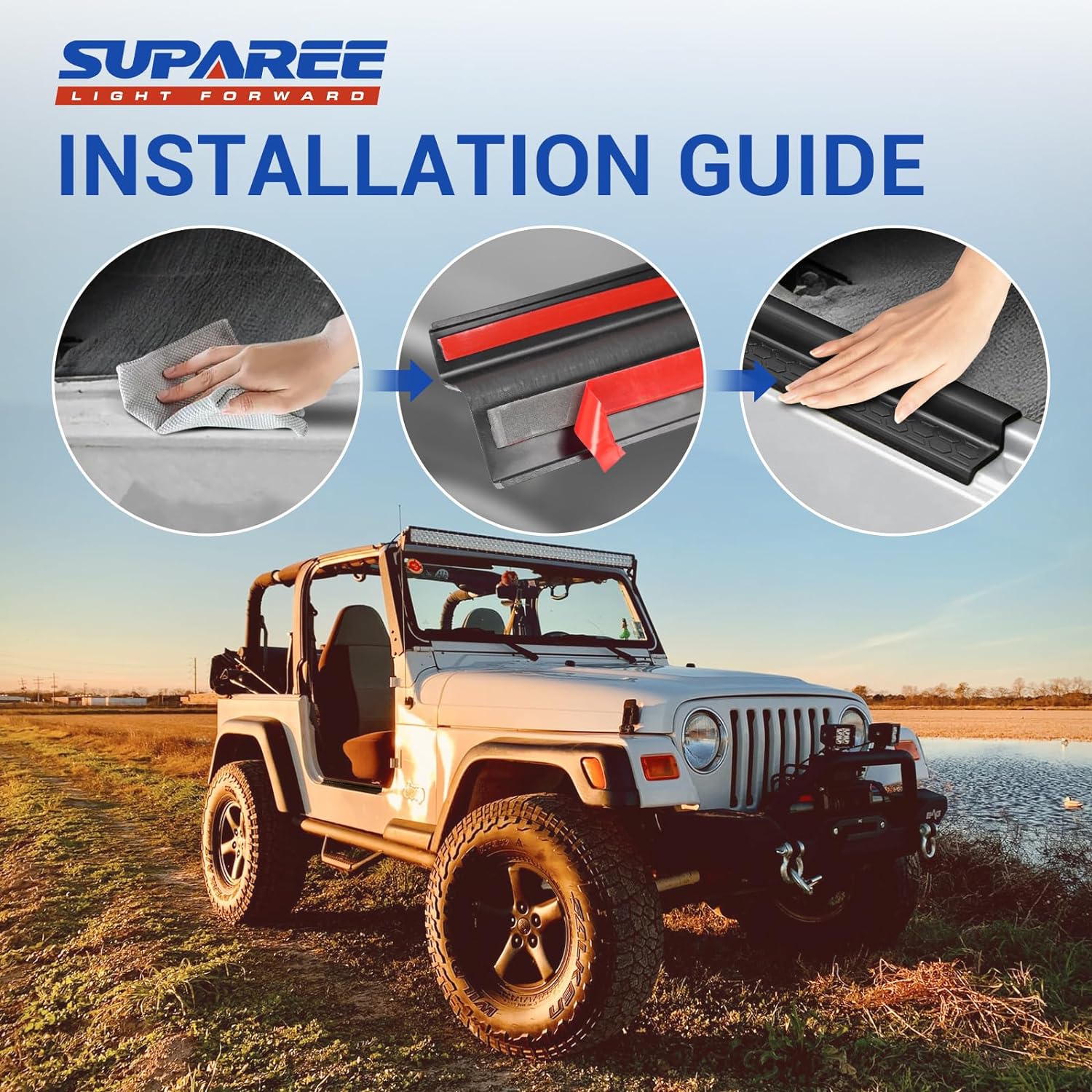 SUPAREE Jeep Door Sill Guards Suparee Jeep Door Sill Guards Kit for 1997-2006 Wrangler TJ 2-Door Product description