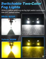 Tired of compromising between style and function? Our revolutionary dual-color H3 LED fog lights let you adapt to any condition with a simple switch!