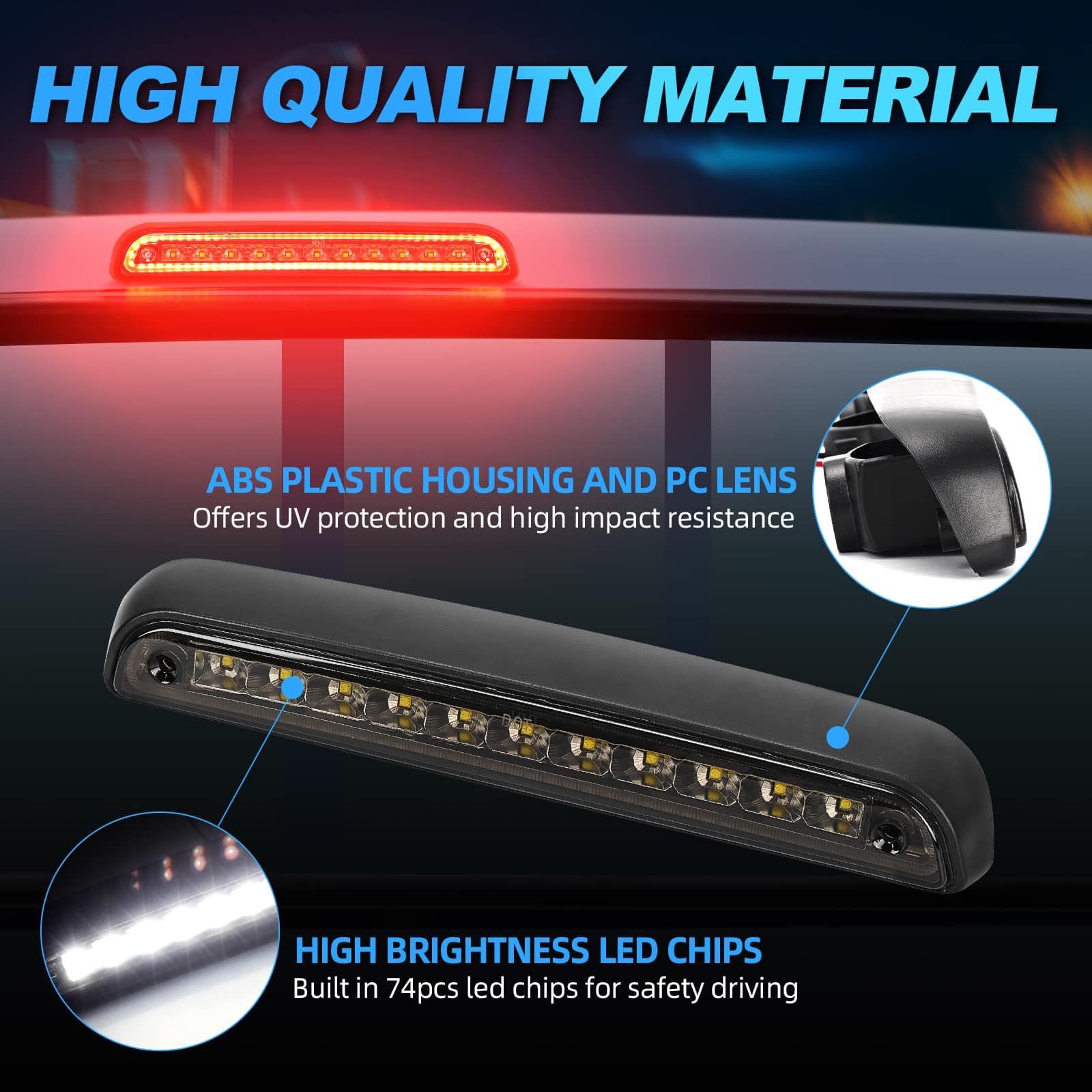 Ford Third Brake Light for 1992-1997 F150 F250 F350 Bronco SUPAREE