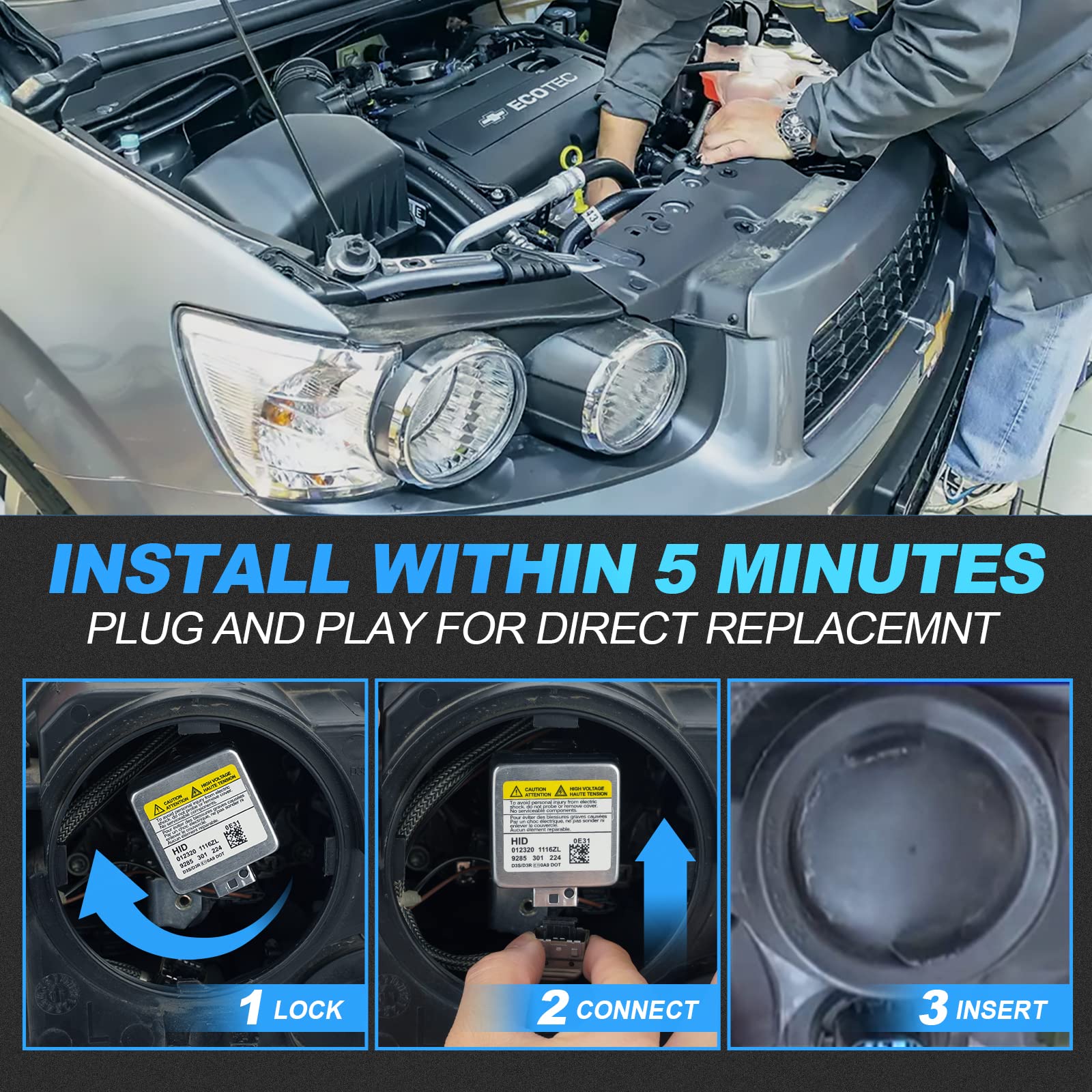 SUPAREE HID headlight bulbs SUPAREE D3S HID Headlight Bulbs 6000K Cool White for Original Replacement Product description