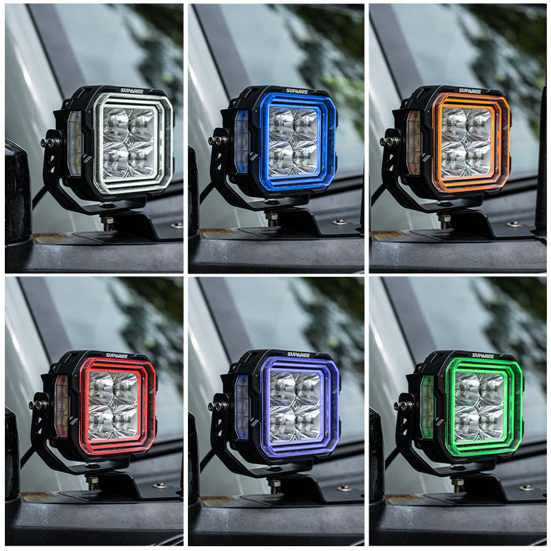 HYPER 5 RGBW 5-Inch LED Pod Lights with 6-Color Dynamic DRL and Combo Beam, 1,181-Ft Reach at 1 Lux (Pair)