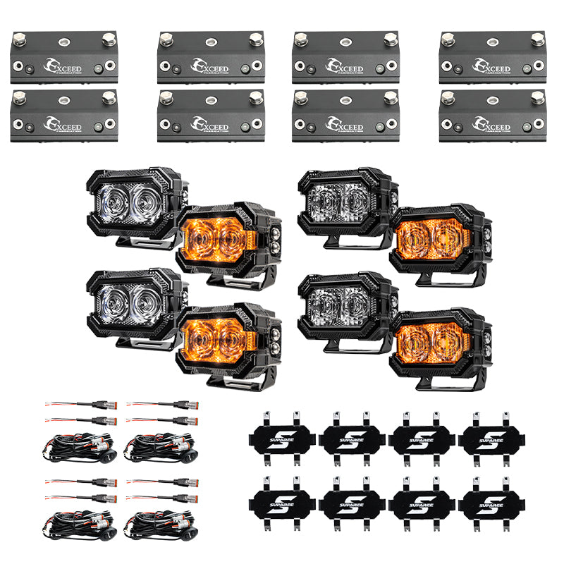 Suparee Recon 2 3" LED Pods with Amber DRL Spot and Wide Beam