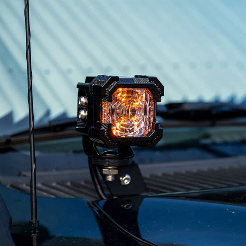 Suparee Recon 1 2" LED Pod Lights Spot Flood Beam With Amber DRL