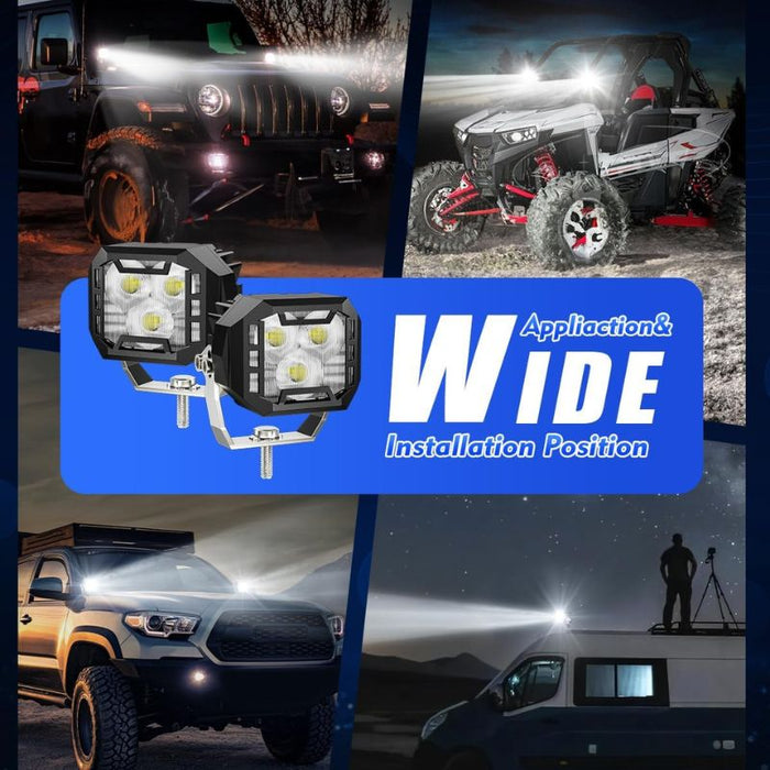 Suparee 3 Inch LED Spot Light White Work Lights for Truck Off-Road