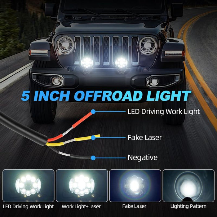 Suparee 5 Inch Spot Light 6500K White LED Work Lights for Truck Off-Road
