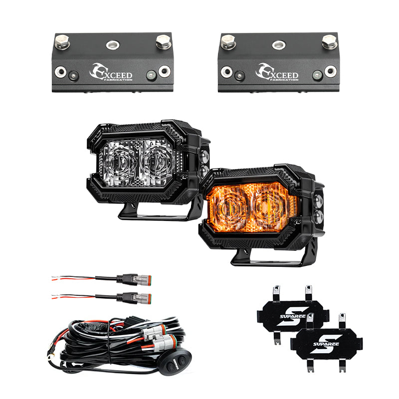 Suparee Recon 2 3" LED Pods with Amber DRL Spot and Wide Beam