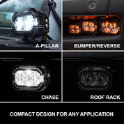 Suparee Recon 2 3" LED Pods with Amber DRL Spot and Wide Beam