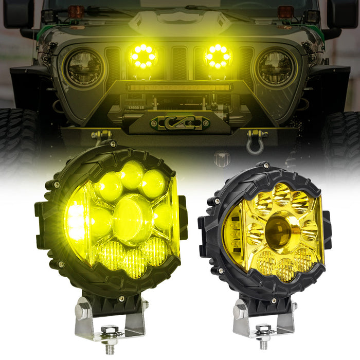 Suparee 7 Inch Work Light 90W Yellow LED Pods for Truck Jeep SUV Off-Road