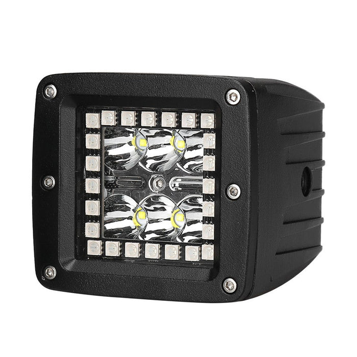 3" 18W Square LED Pods Light with RGB Halo for Jeep Off-Road Truck