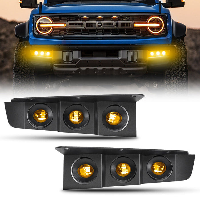 Suapree Ford Bronco Triple LED Fog Lights for 2021 2022 2023 2024