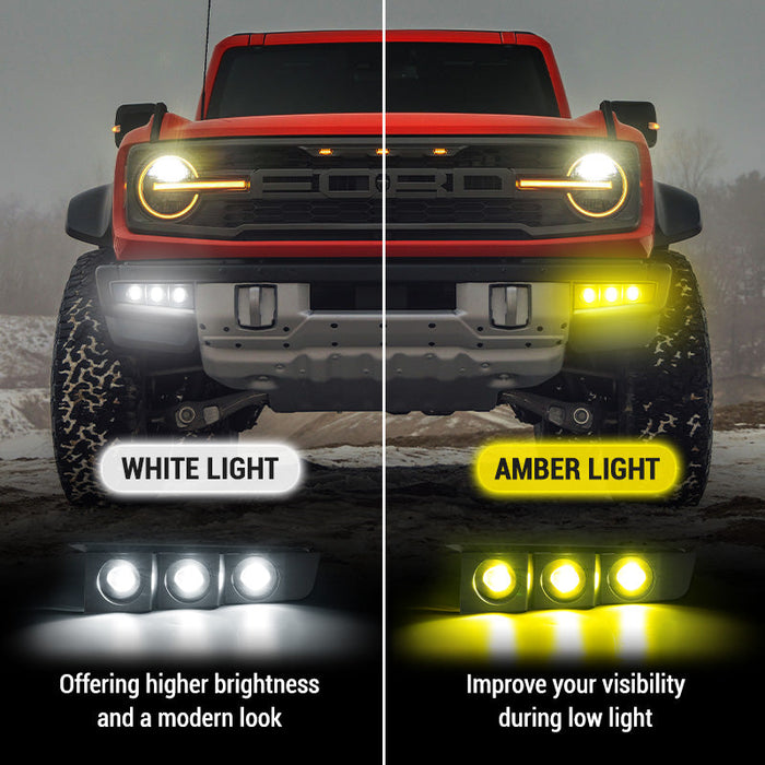 Suapree Ford Bronco Triple LED Fog Lights for 2021 2022 2023 2024