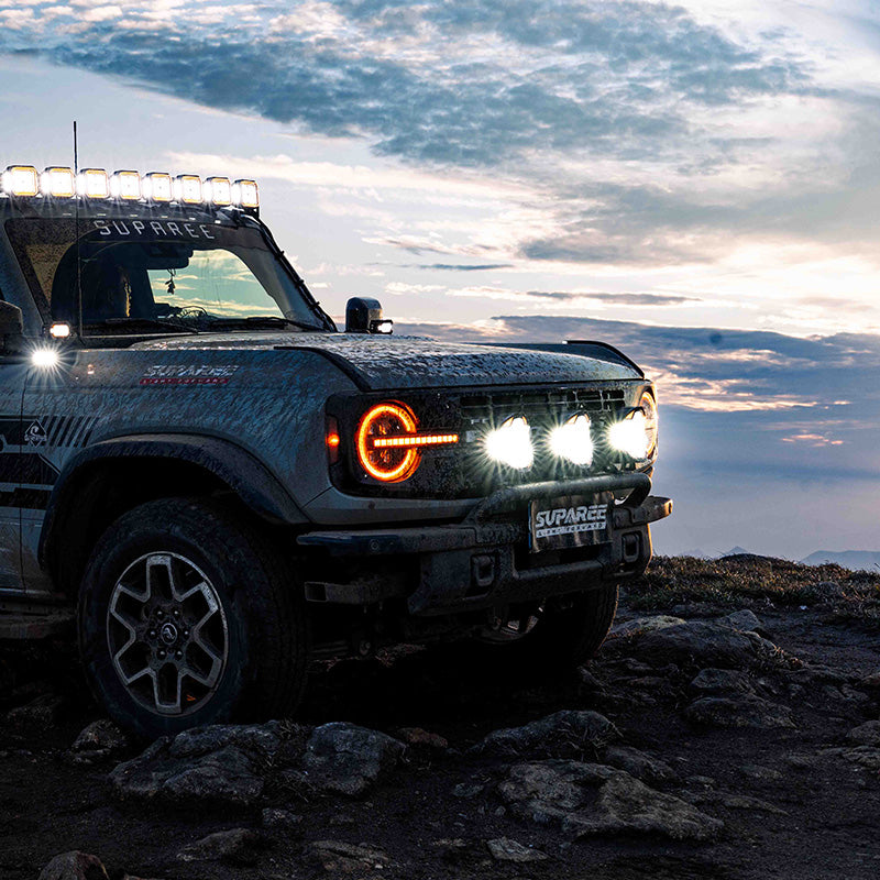 SUPAREE HELM 7'' LED Pod Lights, 13000LM Dual Beam with Amber DRL