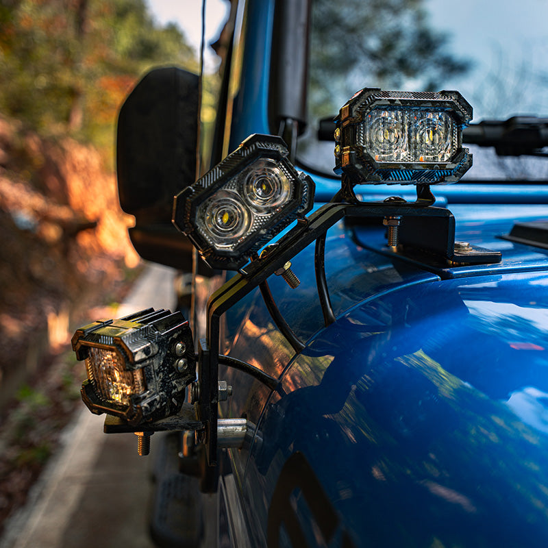 Suparee Recon 1 2" LED Pod Lights Spot Flood Beam With Amber DRL