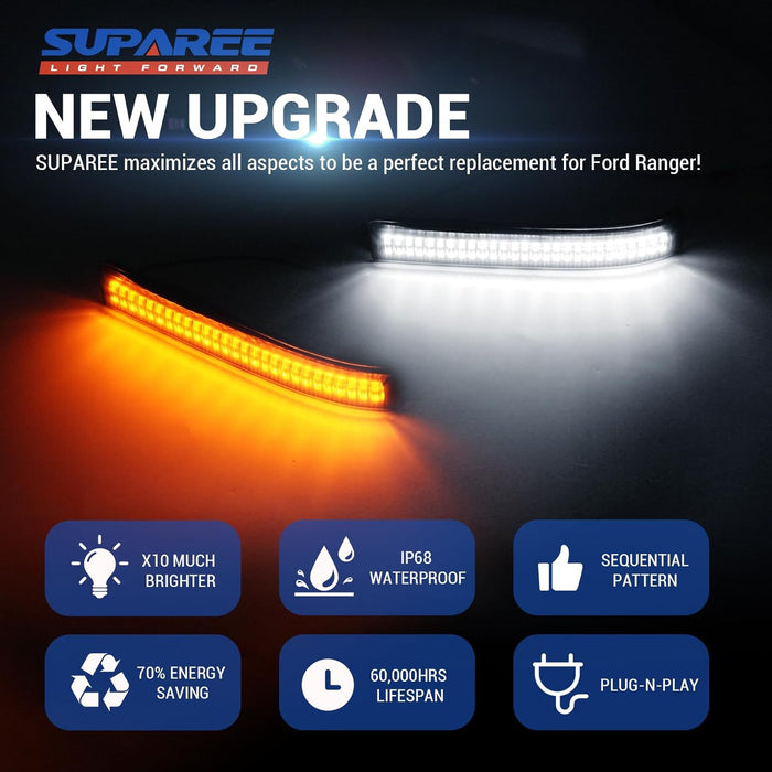 Suparee Ford Switchback LED Side Mirror Lights for 2009-2014 F150 & 2010-2014 Raptor