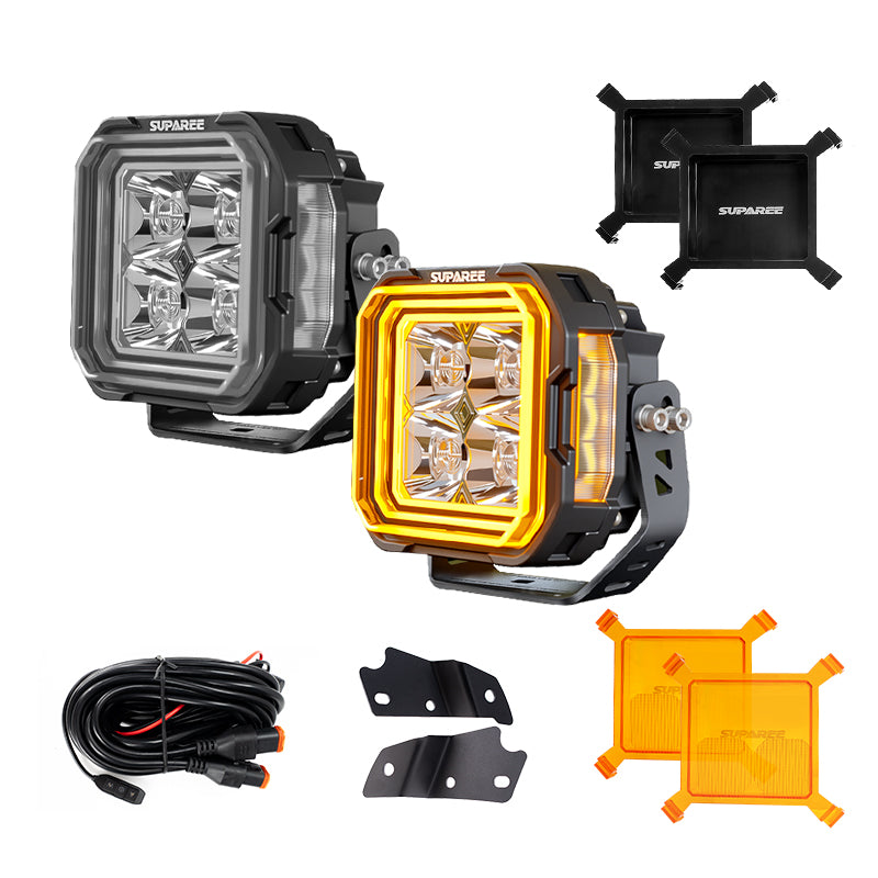 Suparee Ford Bronco Hyper 5" LED Pod Lights w/ A-Pillar Brackets