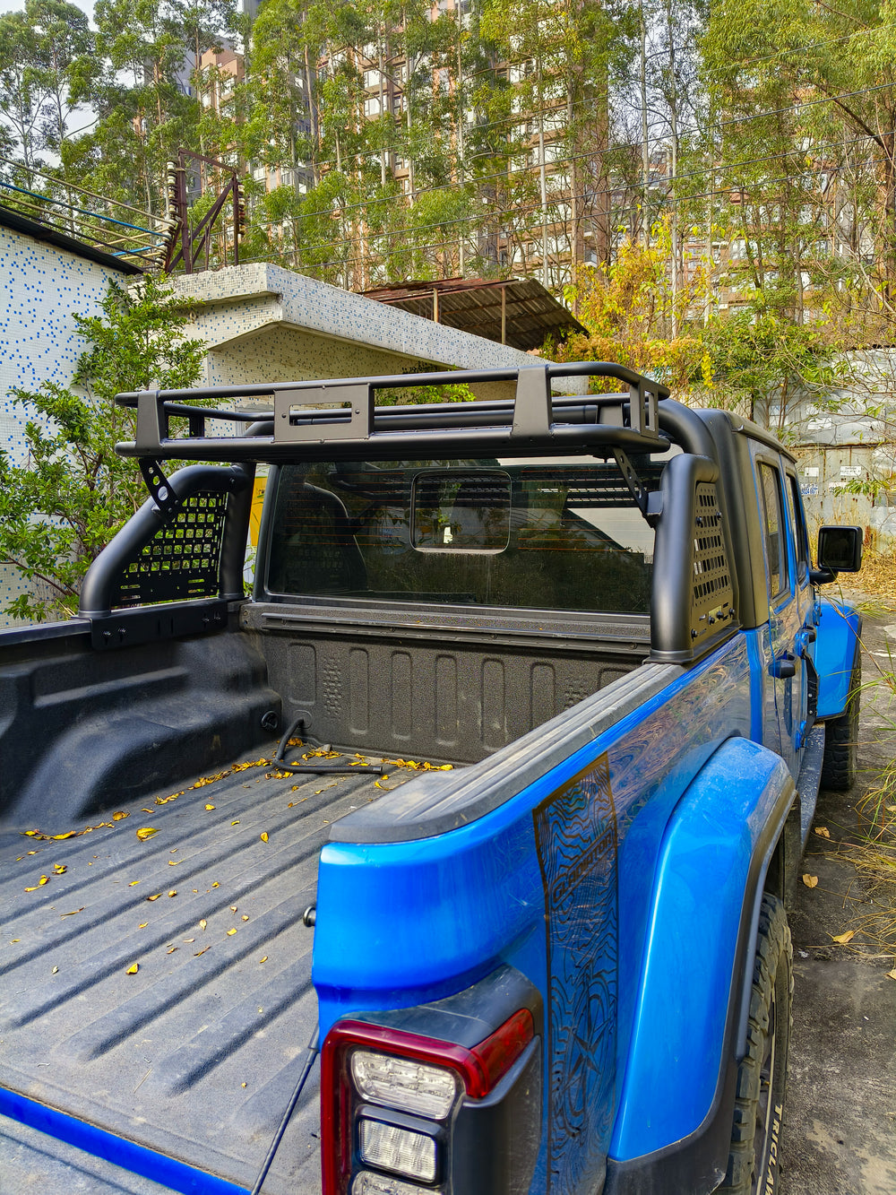 ExceedFab Roll Bar With Cargo Basket For 2020-2025 Jeep Gladiator JT