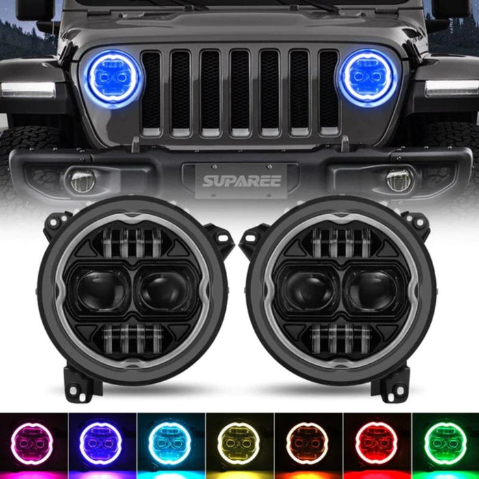 Jeep Gladiator Headlights boast a warrior-style design, making your JL JT stand out on off-road excursions with captivating RGB lighting.