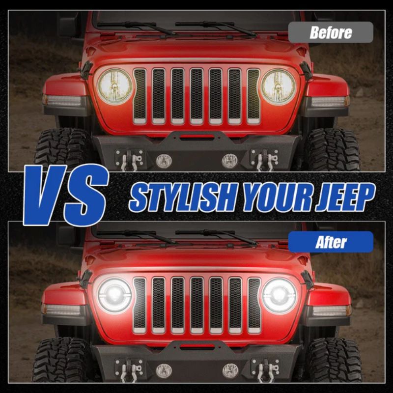 Upgrade your Jeep Gladiator with Halo LED Headlights – a direct replacement for halogen lights, providing superior performance and a stylish halo design.