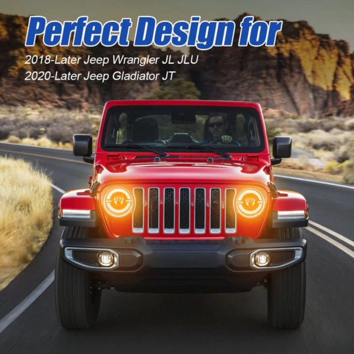 These Jeep LED headlights with halo are perfectly designed for Wrangler JL and Gladiator models.