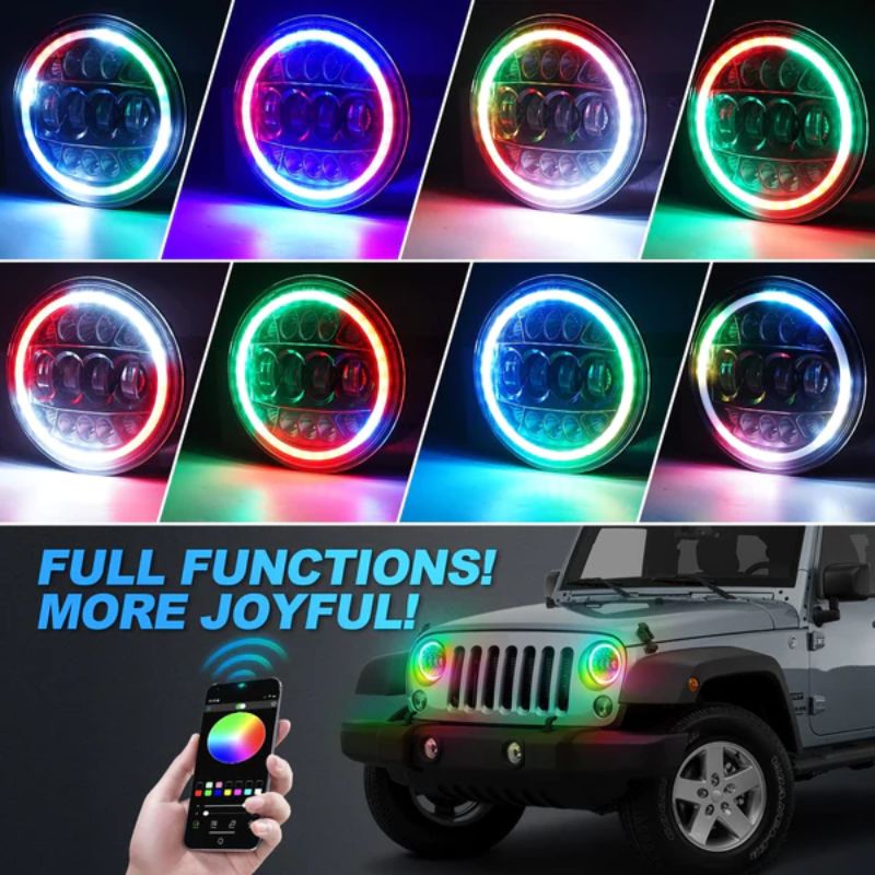  Customize your Jeep JK's look with multi-mode, multi-color LED headlights—DIY your favorite shade with memory function for brilliant front-end illumination.