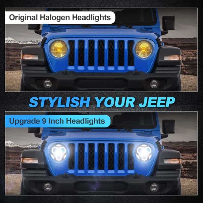 See the difference between halogen headlights and our Jeep Wrangler headlights to style up your Jeep.