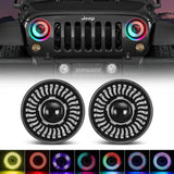 Suparee 7'' RGB Jeep LED Headlights with Turn Signal for 1997+ Wrangler