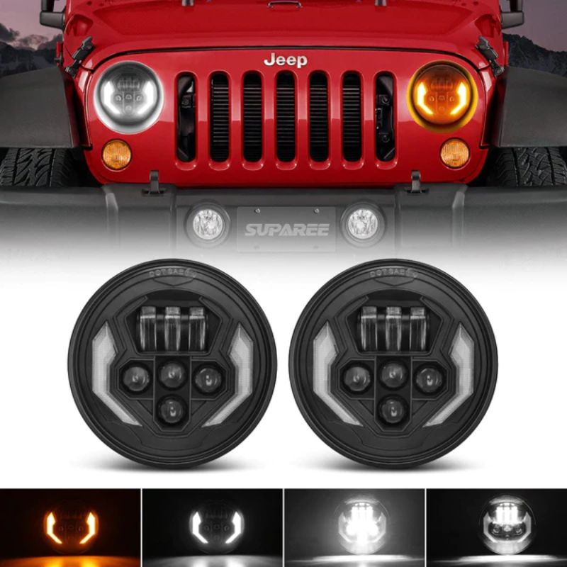 Jeep Wrangler LED Headlights with DRL and Amber Turn Signal