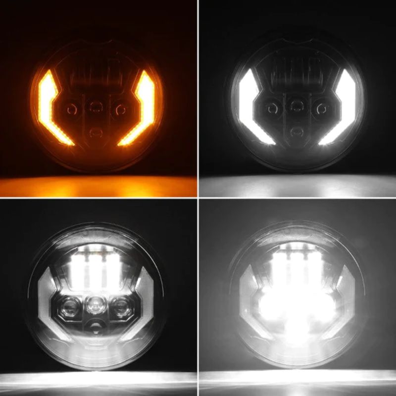 These Jeep Wrangler LED Headlights feature 4 operating modes, ensuring adaptability for any driving situation.