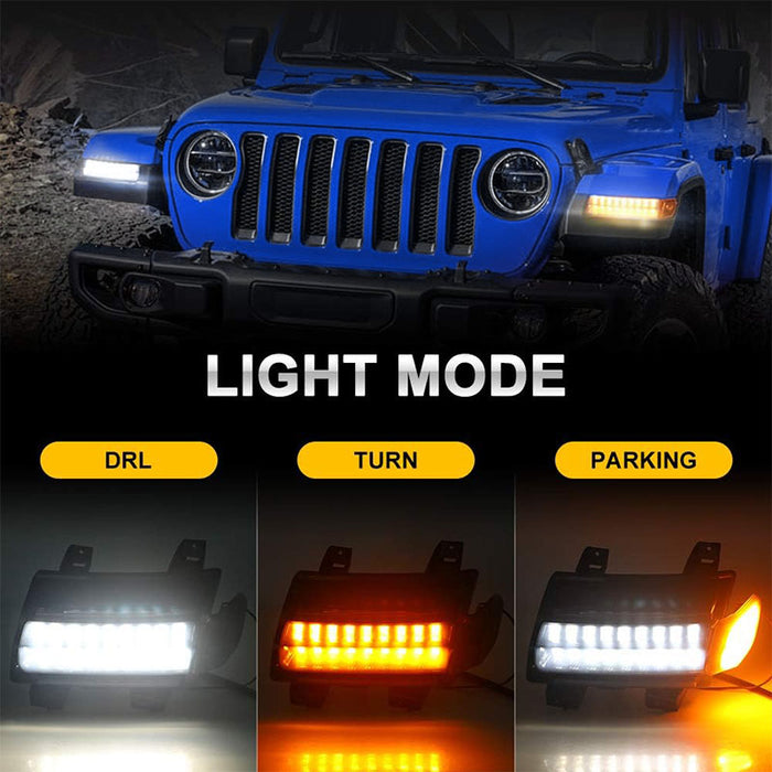 All-in-one Jeep LED Fender Turn Signal DRL Lights for 2018+ Wrangler JL Sport & Willys