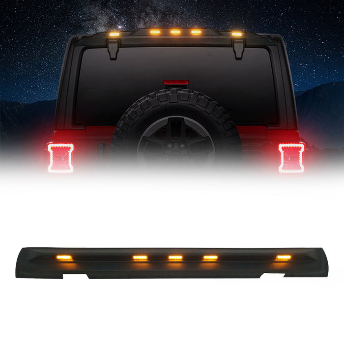 Jeep Rear Roof Spoiler with Amber LED Lights for 2018-Later JL JLU
