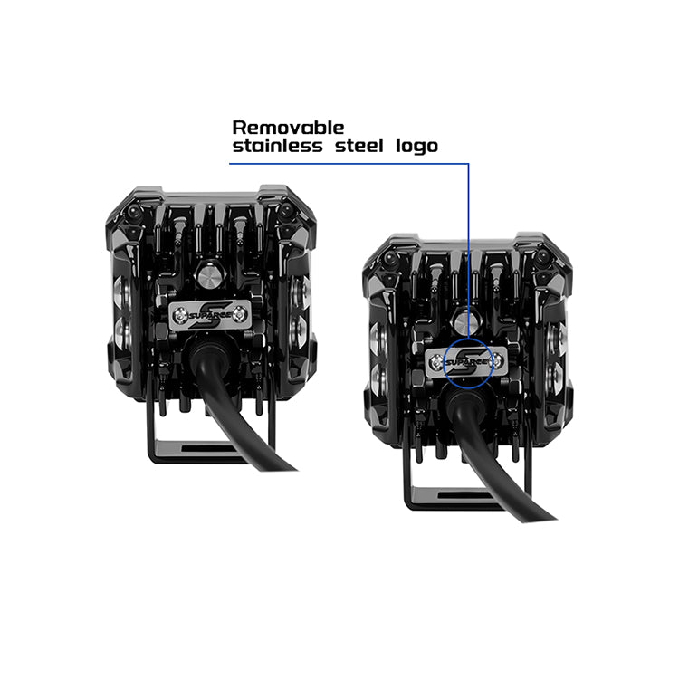 Suparee Recon 1 2" LED Pod Lights Spot Flood Beam With Amber DRL