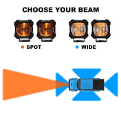 Suparee Recon 1 2" LED Pod Lights Spot Flood Beam With Amber DRL