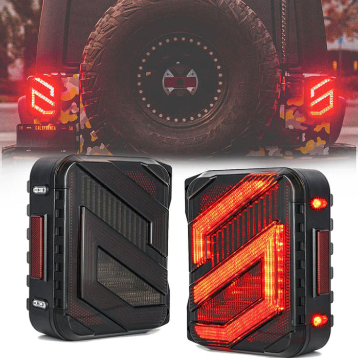 S-Shaped Jeep LED Tail Lights with Smoke Lens for Wrangler 2007-2018 JK JKU