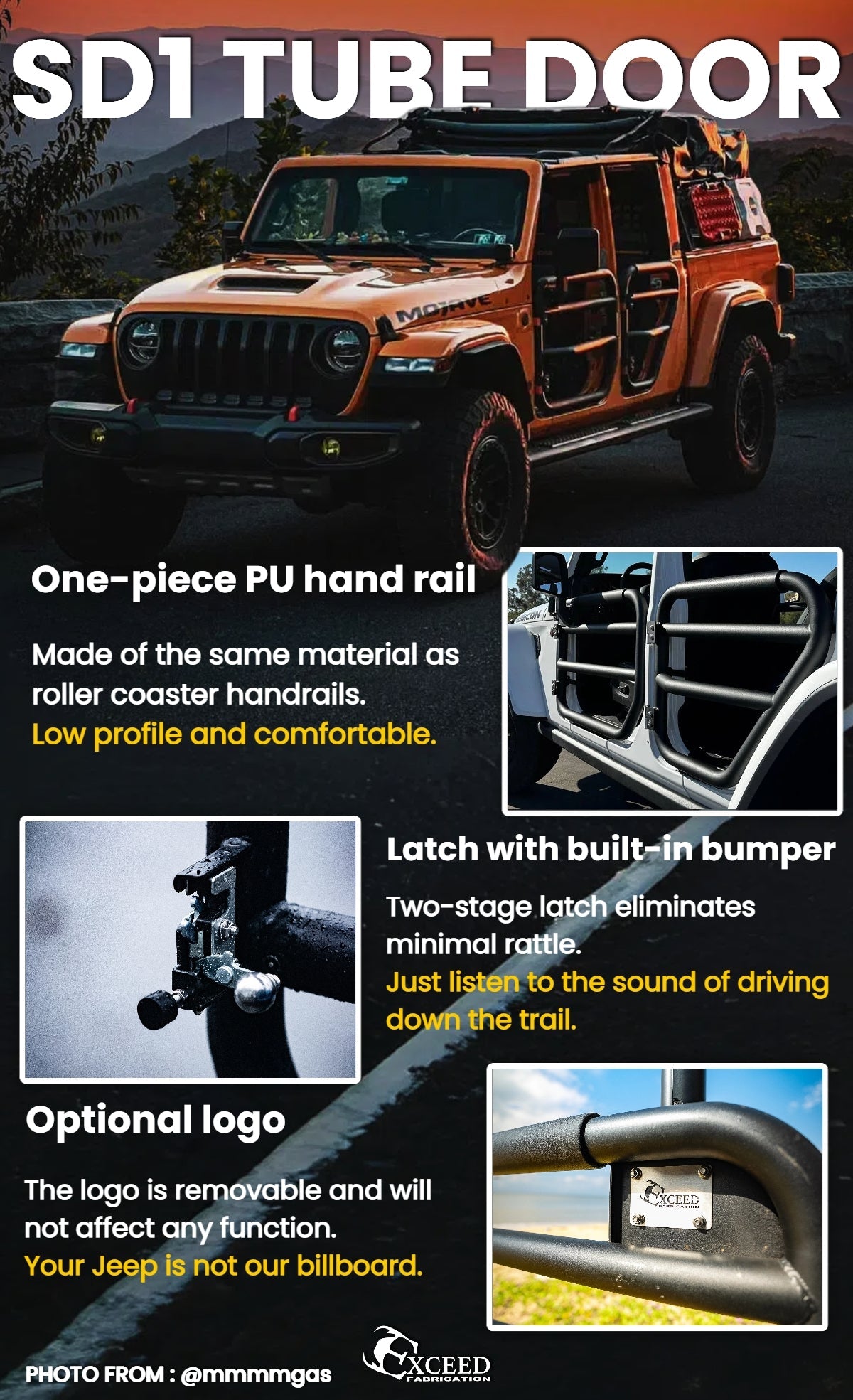 ExceedFab 4wd | SD1 Tube door for Jeep Gladiator JT & Wrangler JL