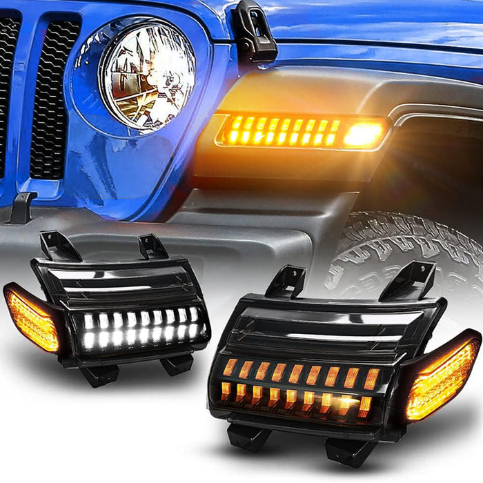 All-in-one Jeep LED Fender Turn Signal DRL Lights for 2018+ Wrangler JL Sport & Willys