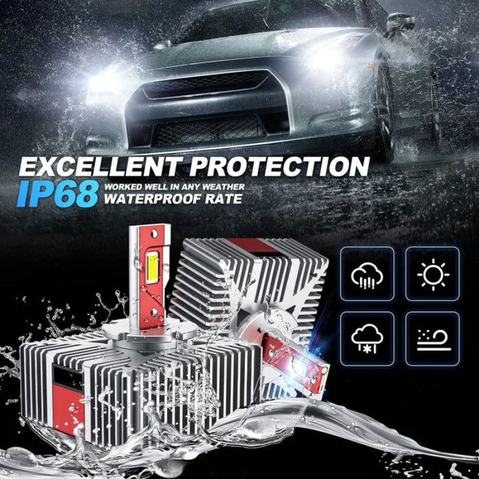 The d5s headlight bulb offers excellent protection with its IP68 waterproof rating, ensuring reliable performance even in challenging weather conditions.