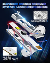 The H1 LED headlight bulb features a double cooling system for efficient heat dissipation.