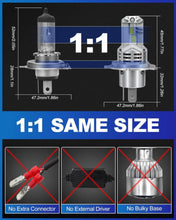 The h4 LED headlight bulb is designed with a 1:1 same size as the original bulbs for seamless replacement.
