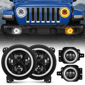 SUPAREE Jeep Combo Suparee Jeep 9'' LED Headlights & 4'' Fog Lights with Turn Signal for 2018+ Wrangler JL Gladiator JT 