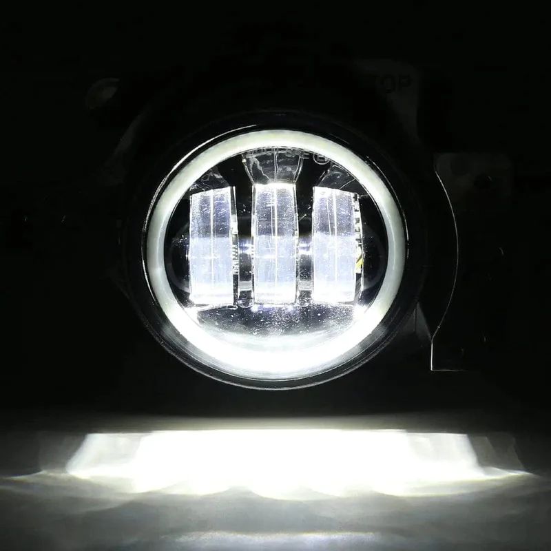Jeep fog lights feature powerful 30W white LED bulbs for optimal brightness on the road.