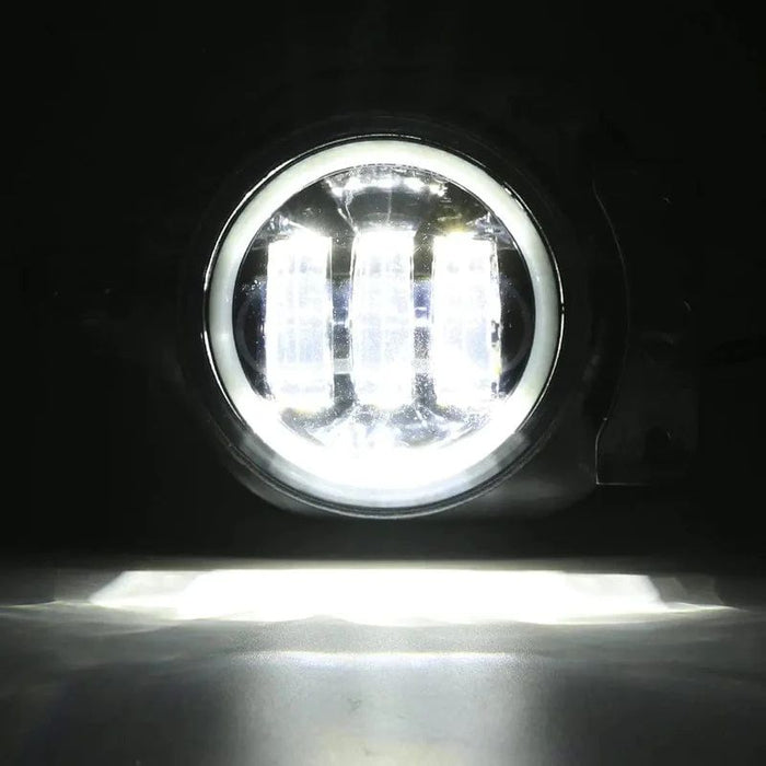 Jeep fog lights emit a bright white light with a color temperature of 6500K for clear visibility.
