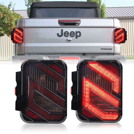 Illuminate your 2020+ JT Jeep Gladiator with S-Shaped LED Tail Lights for enhanced visibility and style.