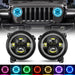 Illuminate the night with our Jeep Gladiator Headlights featuring vibrant RGB halos.