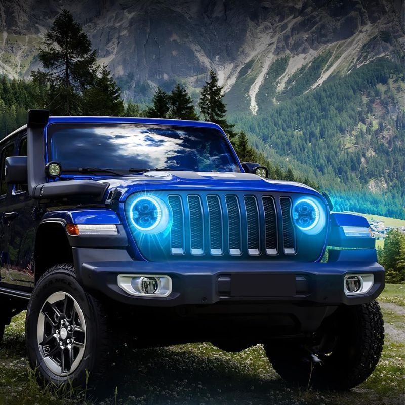 Discover the ultimate upgrade for your Jeep Wrangler JL with our LED headlights featuring RGB halos.